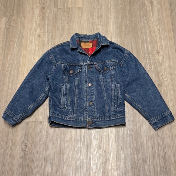 Levis Strauss Other - Vintage Levi's Youth 57510 Denim Trucker Jacket Blanket Lined USA Size M